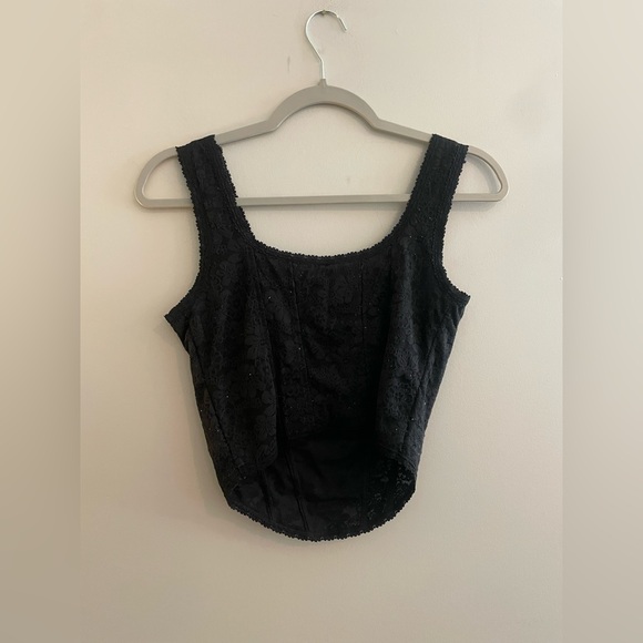 PINK Black Lace Corset Top with No Boning - Picture 4 of 4